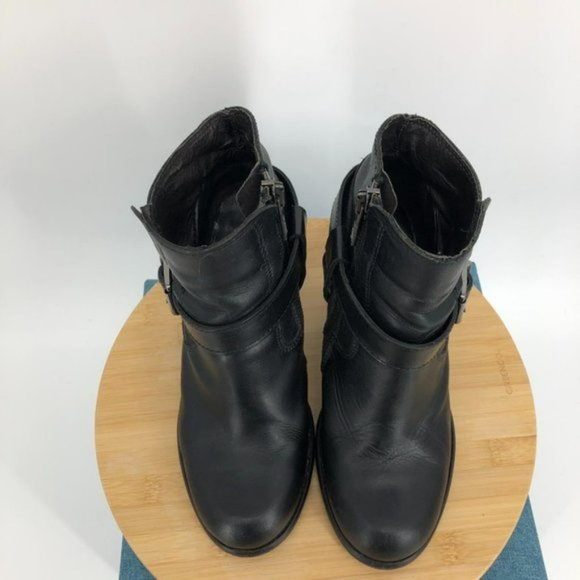 Allsaints jules Block heeled black Leather biker boots in EU 39 buckle wrap - Picture 13 of 16